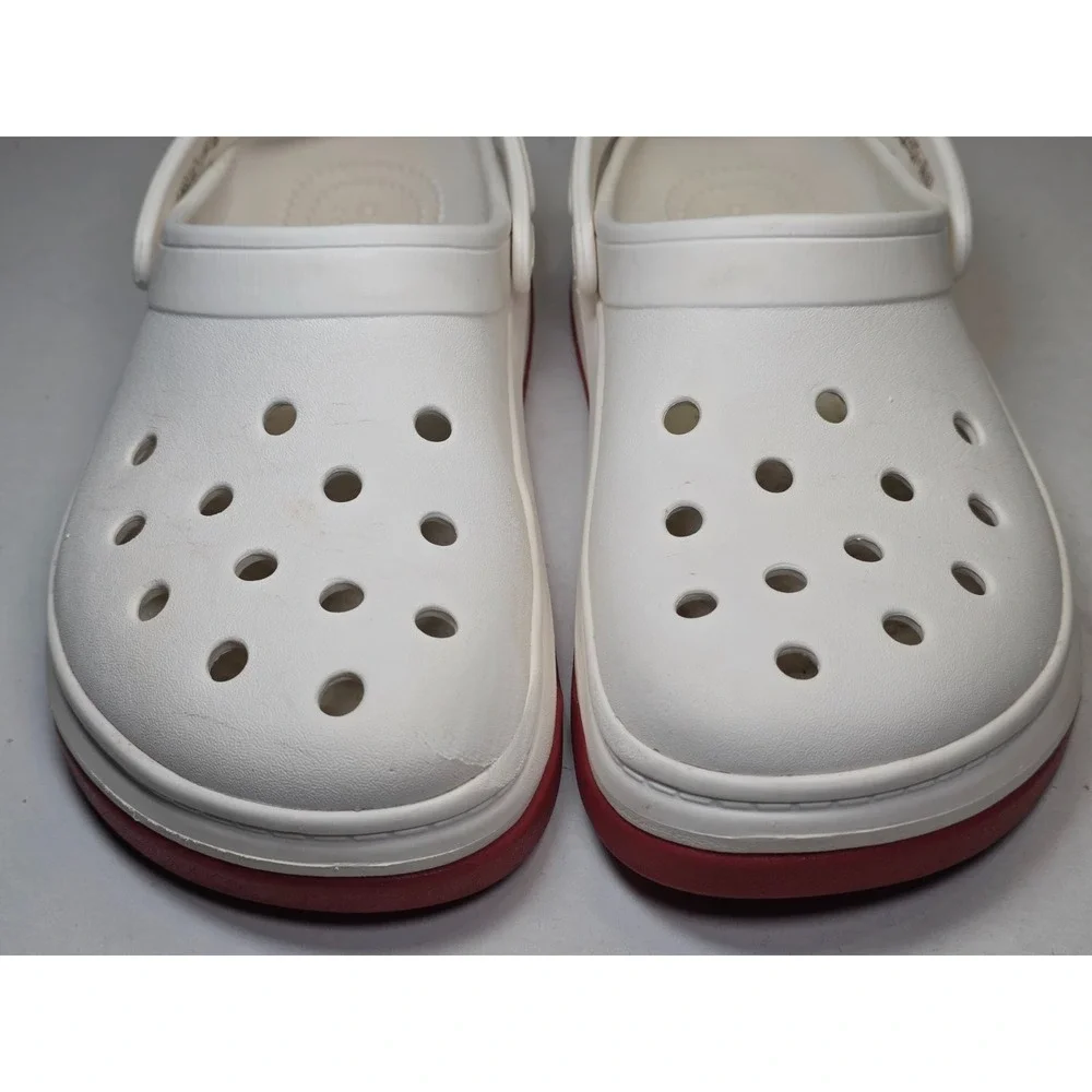 Crocs Crocband Men's Shoes Size 7 Women's 9 White‎ Red Slip On Clog 206122